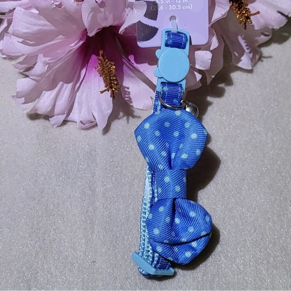 Whisker City NWT Blue Polka Dot Easter Easy Release Adult Cat Collar 8.5in-12in